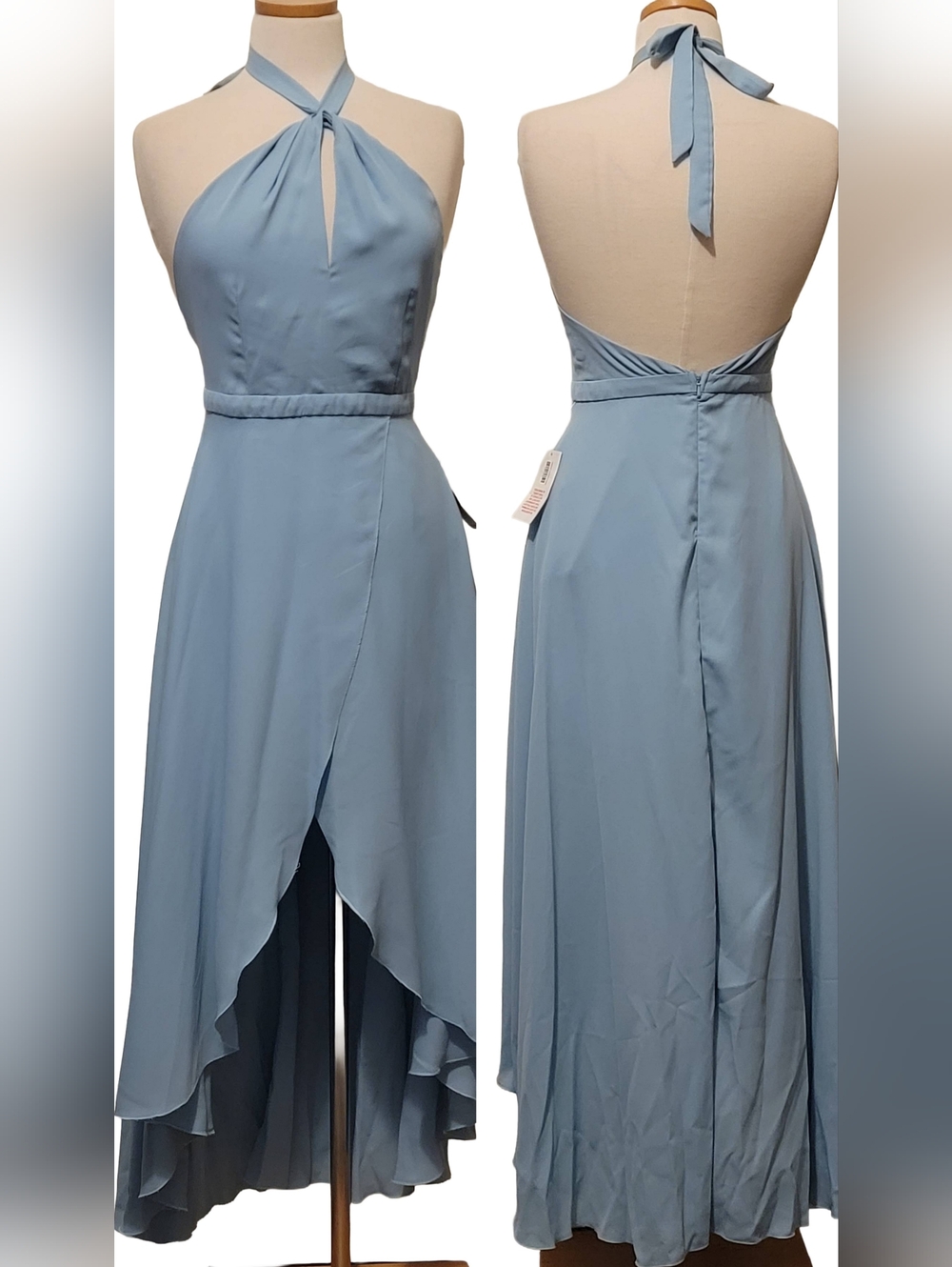 GB Halter Wrap Ruffle High Low Any Occasion Cocktail Dress
